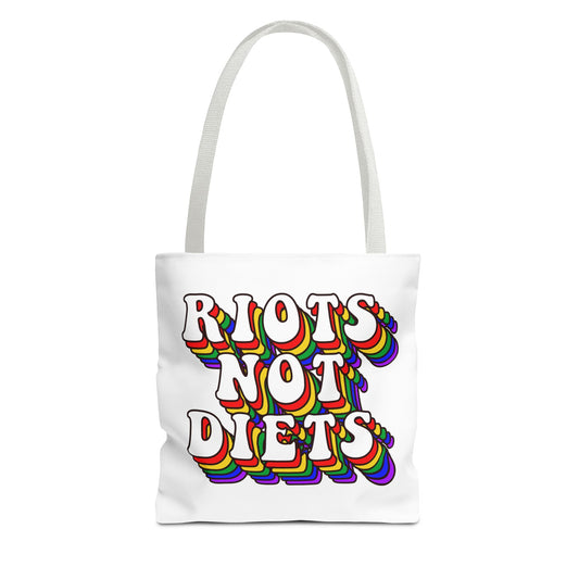 Colorful "Riots Not Diets" Tote Bag – Eco-Friendly Shopping Companion