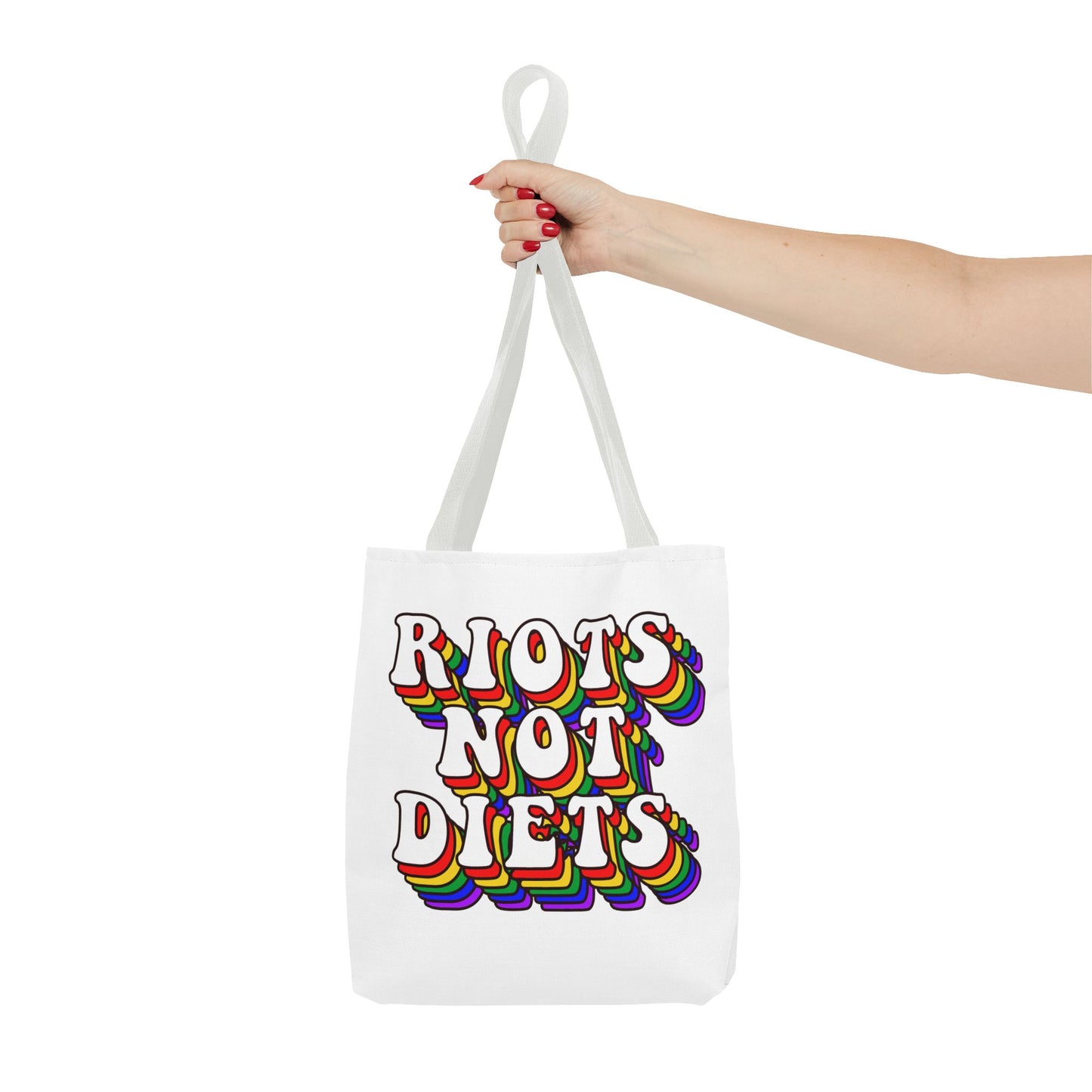 Colorful "Riots Not Diets" Tote Bag – Eco-Friendly Shopping Companion