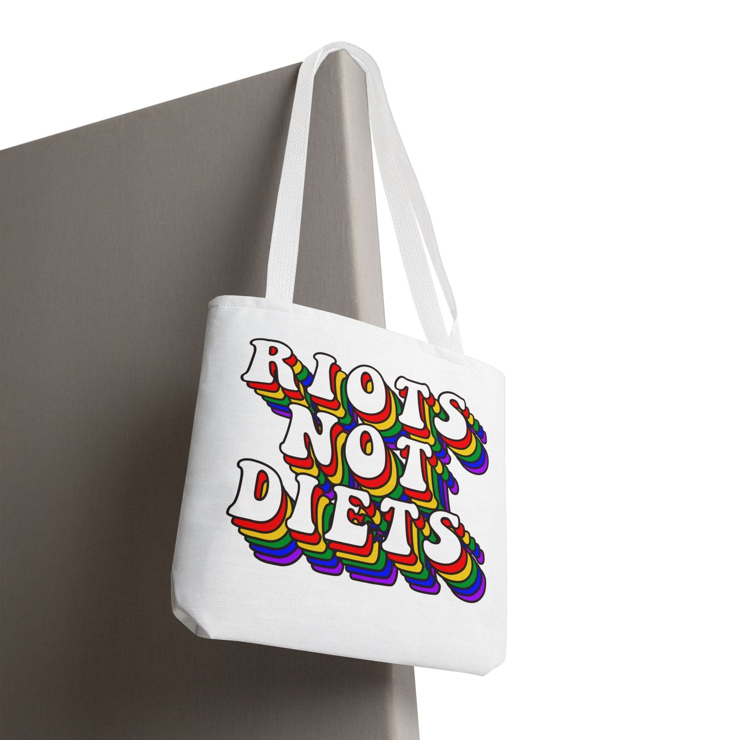 Colorful "Riots Not Diets" Tote Bag – Eco-Friendly Shopping Companion