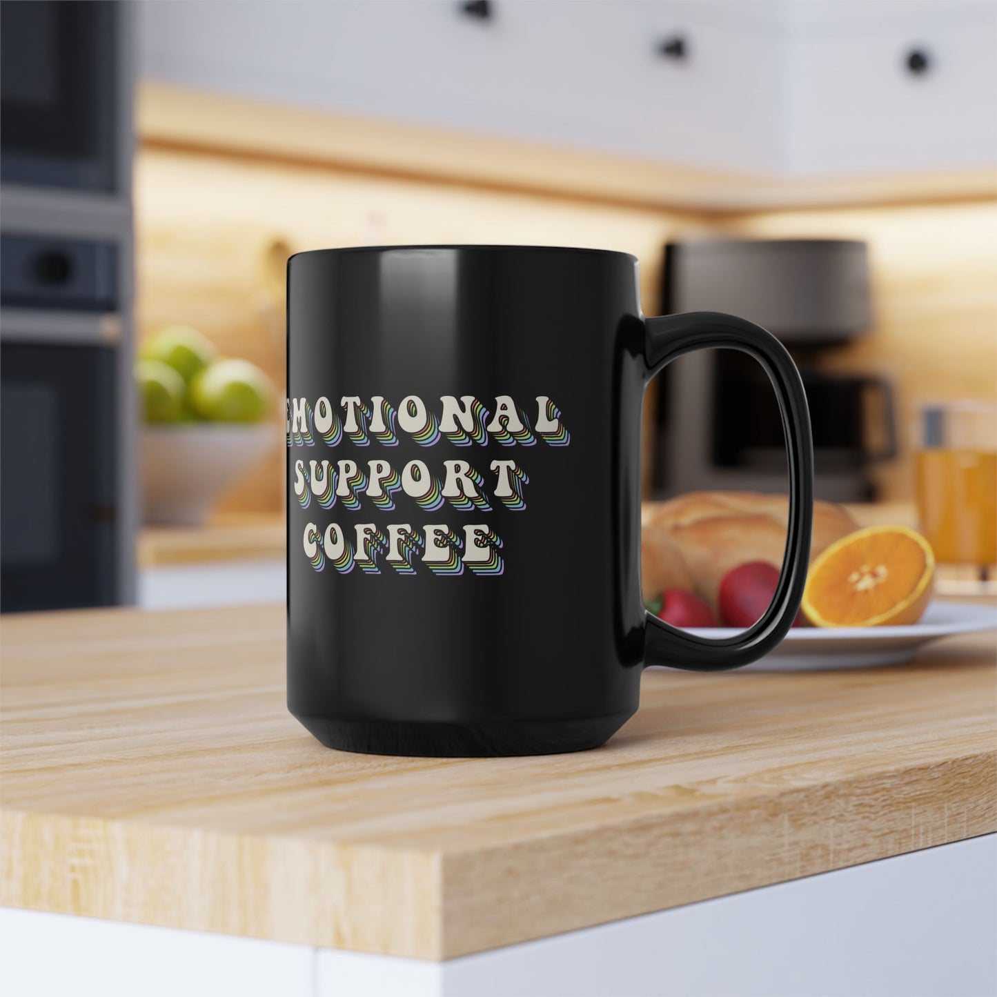 Emotional Support Coffee Mug - 15oz Black Ceramic